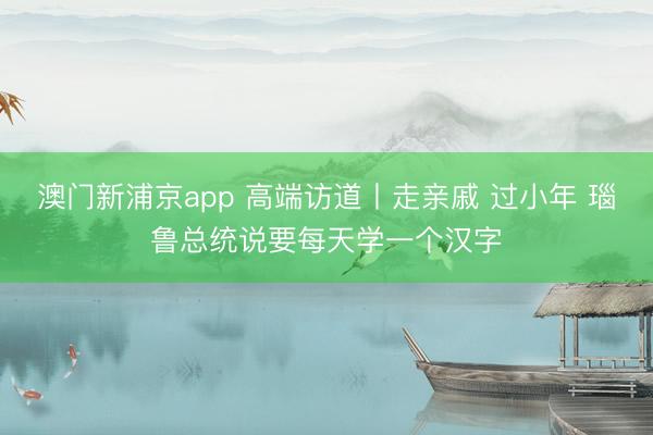 澳门新浦京app 高端访道丨走亲戚 过小年 瑙鲁总统说要每天学一个汉字