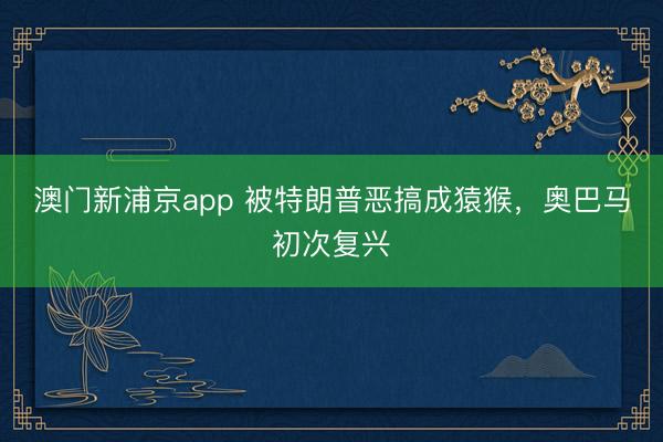 澳门新浦京app 被特朗普恶搞成猿猴，奥巴马初次复兴