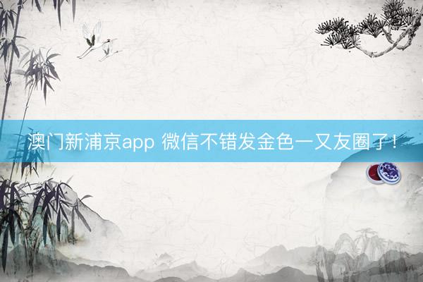澳门新浦京app 微信不错发金色一又友圈了！