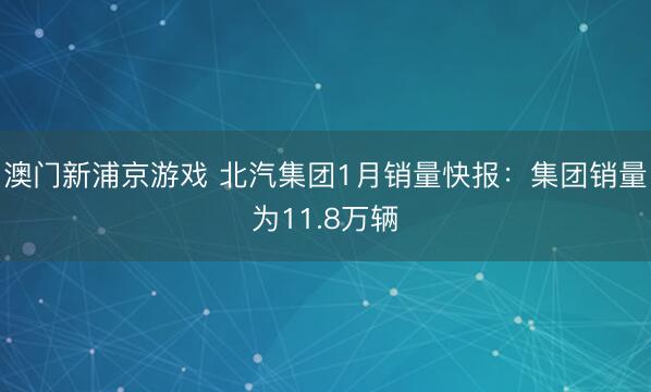 澳门新浦京游戏 北汽集团1月销量快报：集团销量为11.8万辆