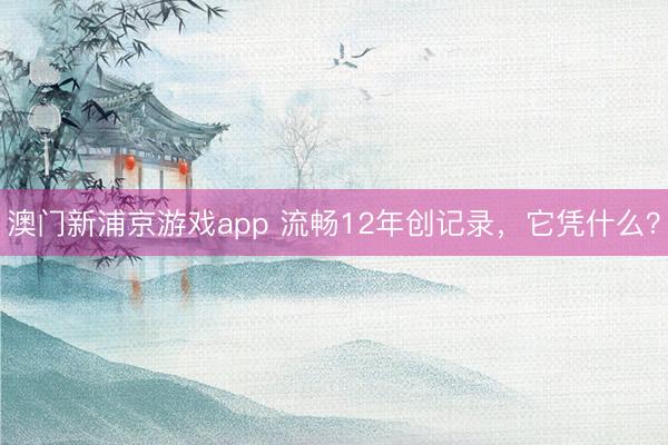 澳门新浦京游戏app 流畅12年创记录,它凭什么?